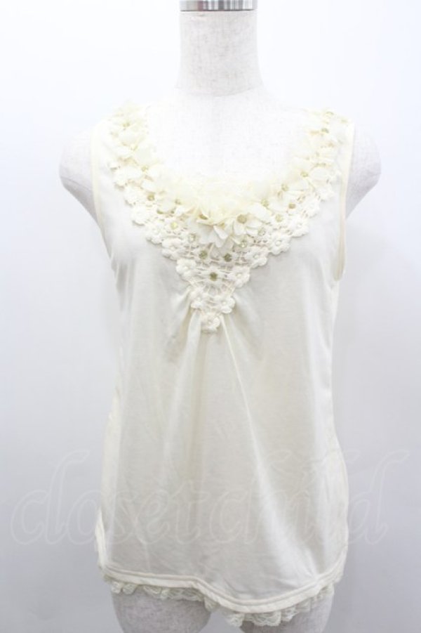 画像1: axes femme / フラワーレースタンク  白 I-26-02-11-079-AX-TO-SA-ZI (1)