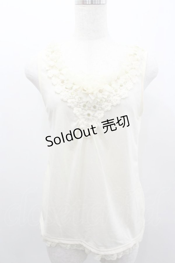 画像1: axes femme / フラワーレースタンク  白 I-26-02-11-079-AX-TO-SA-ZI (1)