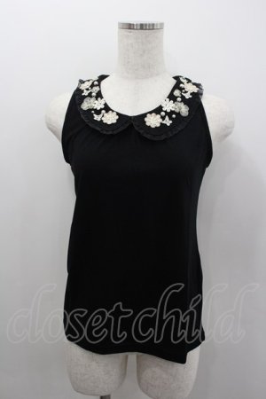 画像: axes femme / お花モチーフ襟付タンク M 黒 I-26-02-11-084-AX-TO-SA-ZI