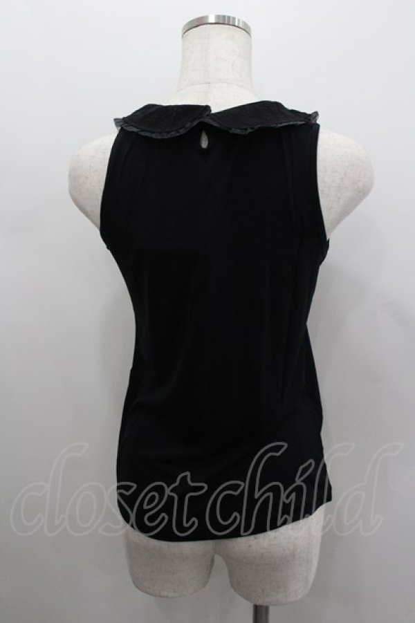 画像3: axes femme / お花モチーフ襟付タンク M 黒 I-26-02-11-084-AX-TO-SA-ZI (3)
