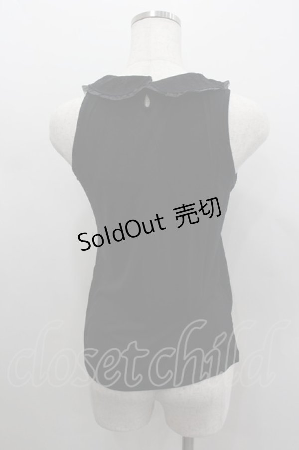 画像3: axes femme / お花モチーフ襟付タンク M 黒 I-26-02-11-084-AX-TO-SA-ZI (3)