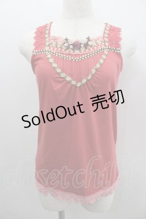画像: axes femme / 胸元巻き薔薇タンク  濃ピンク I-26-02-11-085-AX-TO-SA-ZI