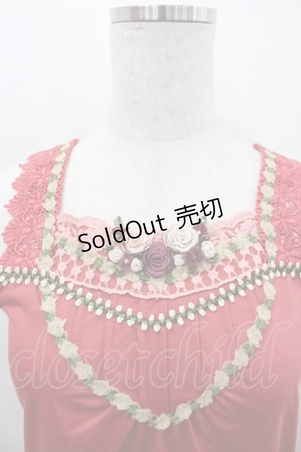 画像2: axes femme / 胸元巻き薔薇タンク  濃ピンク I-26-02-11-085-AX-TO-SA-ZI (2)