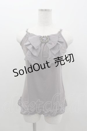 画像: axes femme / サテンbigリボンキャミソール M チャコール I-26-02-11-087-AX-TO-SA-ZI