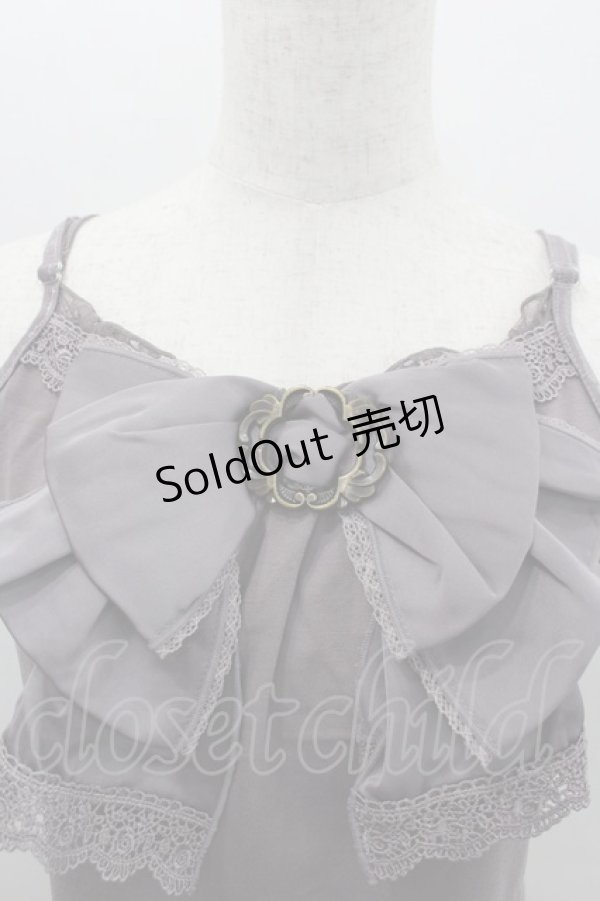 画像2: axes femme / サテンbigリボンキャミソール M チャコール I-26-02-11-087-AX-TO-SA-ZI (2)