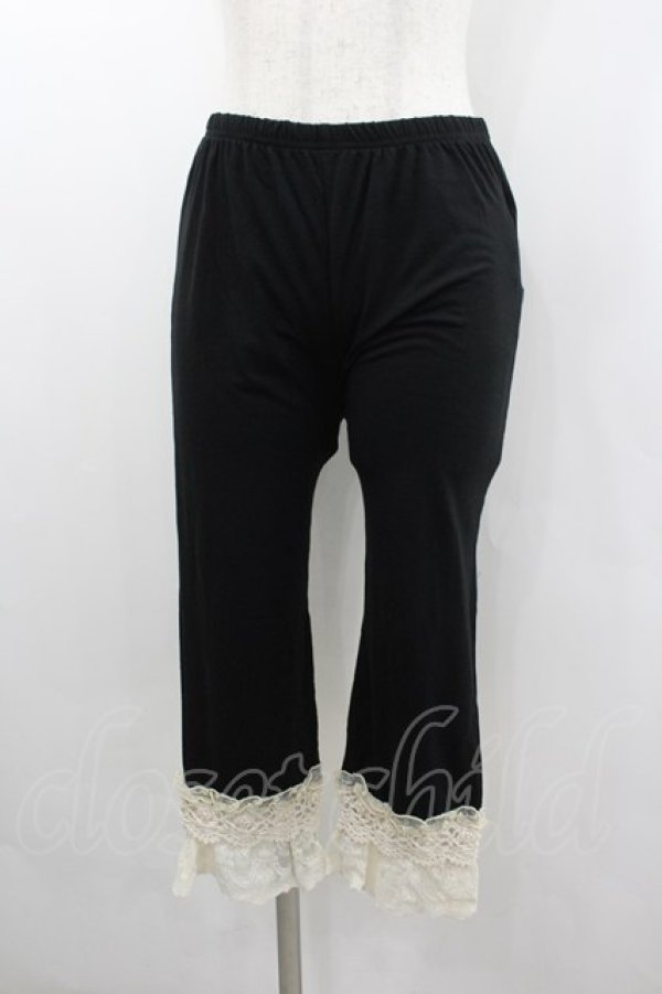 画像1: axes femme / カギ針使い七分丈スパッツ M 黒 I-26-02-11-090-AX-PA-SA-ZI (1)