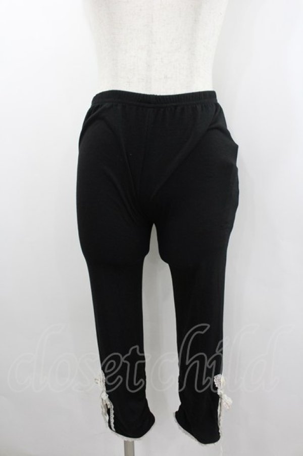 画像1: axes femme / レースリボンレギンス  黒Ｘ白 I-26-02-11-091-AX-PA-SA-ZI (1)