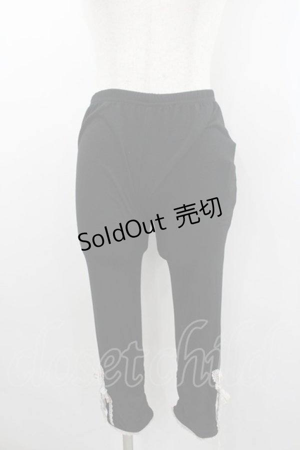 画像1: axes femme / レースリボンレギンス  黒Ｘ白 I-26-02-11-091-AX-PA-SA-ZI (1)