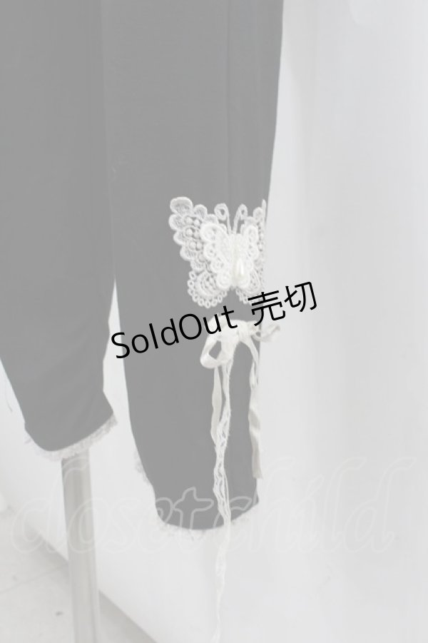 画像2: axes femme / レースリボンレギンス  黒Ｘ白 I-26-02-11-091-AX-PA-SA-ZI (2)