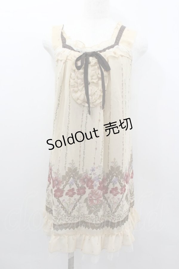 画像1: axes femme / ストライプフラワーノースリーブワンピース  アイボリー I-26-02-11-098-AX-OP-SA-ZI (1)