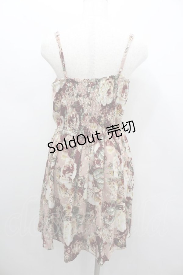 画像3: axes femme / 薔薇プリント&胸元フラワーモチーフジャンパースカート  ピンク I-26-02-11-102-AX-OP-SA-ZI (3)