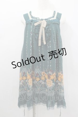 画像: axes femme / ストライプフラワーシフォンジャンパースカート  グリーン I-26-02-11-104-AX-OP-SA-ZI