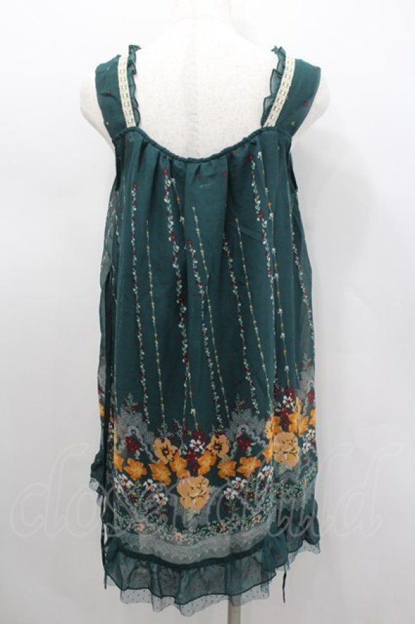 画像3: axes femme / ストライプフラワーシフォンジャンパースカート  グリーン I-26-02-11-104-AX-OP-SA-ZI (3)