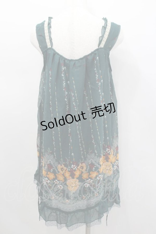 画像3: axes femme / ストライプフラワーシフォンジャンパースカート  グリーン I-26-02-11-104-AX-OP-SA-ZI (3)