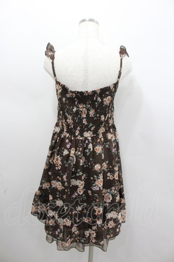 画像3: axes femme / ブーケ花柄タック編み上げOP  チャ I-26-02-11-105-AX-OP-SA-ZI (3)