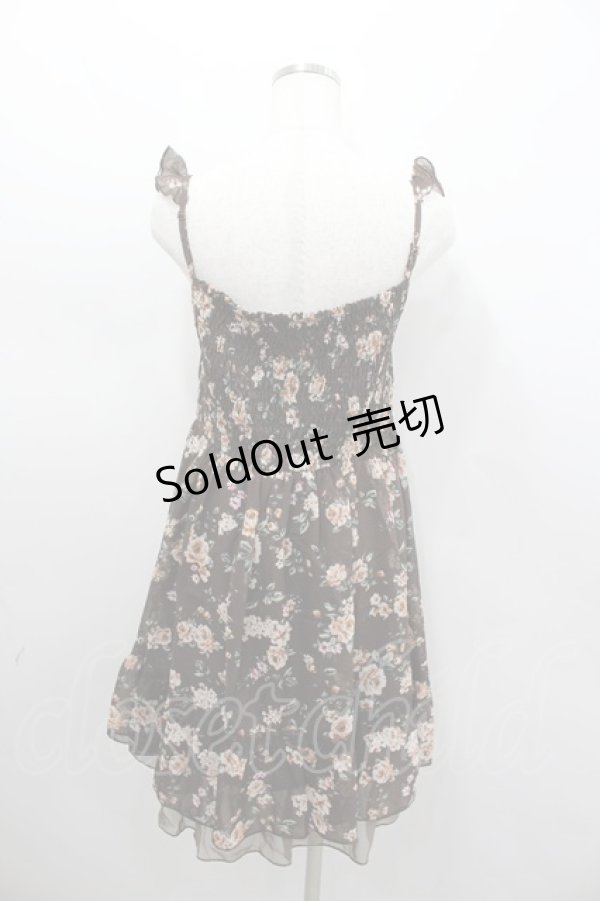 画像3: axes femme / ブーケ花柄タック編み上げOP  チャ I-26-02-11-105-AX-OP-SA-ZI (3)