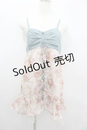 画像: axes femme / デニム切り替えフラワーチュニ M アワピンク I-26-02-11-108-AX-OP-SA-ZI