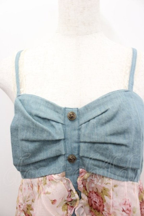 画像2: axes femme / デニム切り替えフラワーチュニ M アワピンク I-26-02-11-108-AX-OP-SA-ZI (2)