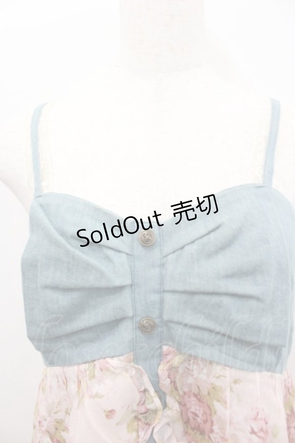 画像2: axes femme / デニム切り替えフラワーチュニ M アワピンク I-26-02-11-108-AX-OP-SA-ZI (2)