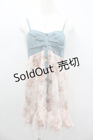 画像: axes femme / デニム切り替えフラワーチュニ M アワピンク I-26-02-11-109-AX-OP-SA-ZI