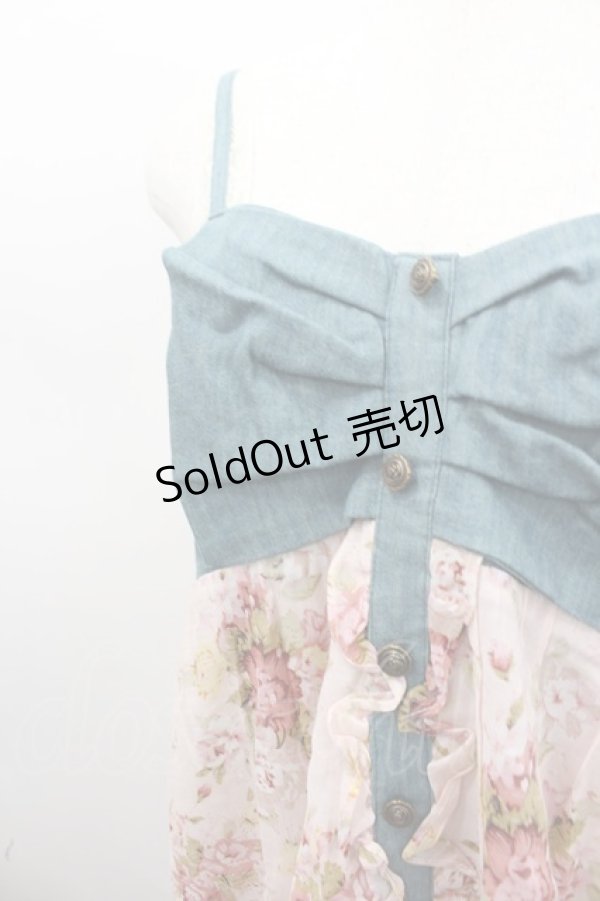 画像2: axes femme / デニム切り替えフラワーチュニ M アワピンク I-26-02-11-109-AX-OP-SA-ZI (2)