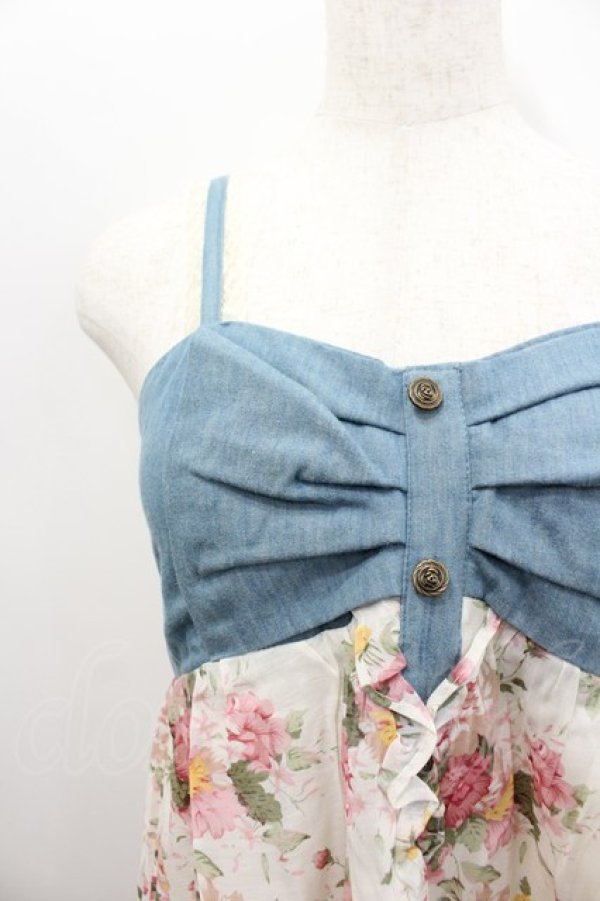 画像2: axes femme / デニム切り替えフラワーチュニ M キナリ I-26-02-11-110-AX-OP-SA-ZI (2)