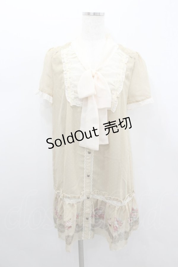 画像1: axes femme / お花ボーダードット柄チュニック  ベージュ I-26-02-11-116-AX-OP-SA-ZI (1)