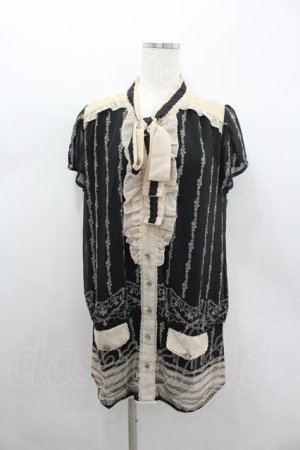 画像: axes femme / シャンデリア柄ブラウスチュニ M クロ I-26-02-11-117-AX-OP-SA-ZI