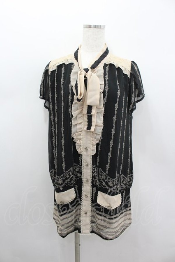 画像1: axes femme / シャンデリア柄ブラウスチュニ M クロ I-26-02-11-117-AX-OP-SA-ZI (1)