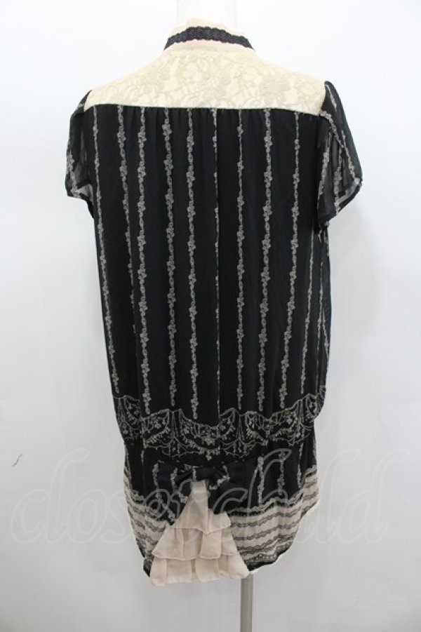 画像3: axes femme / シャンデリア柄ブラウスチュニ M クロ I-26-02-11-117-AX-OP-SA-ZI (3)