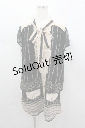 画像: axes femme / シャンデリア柄ブラウスチュニ M クロ I-26-02-11-119-AX-OP-SA-ZI