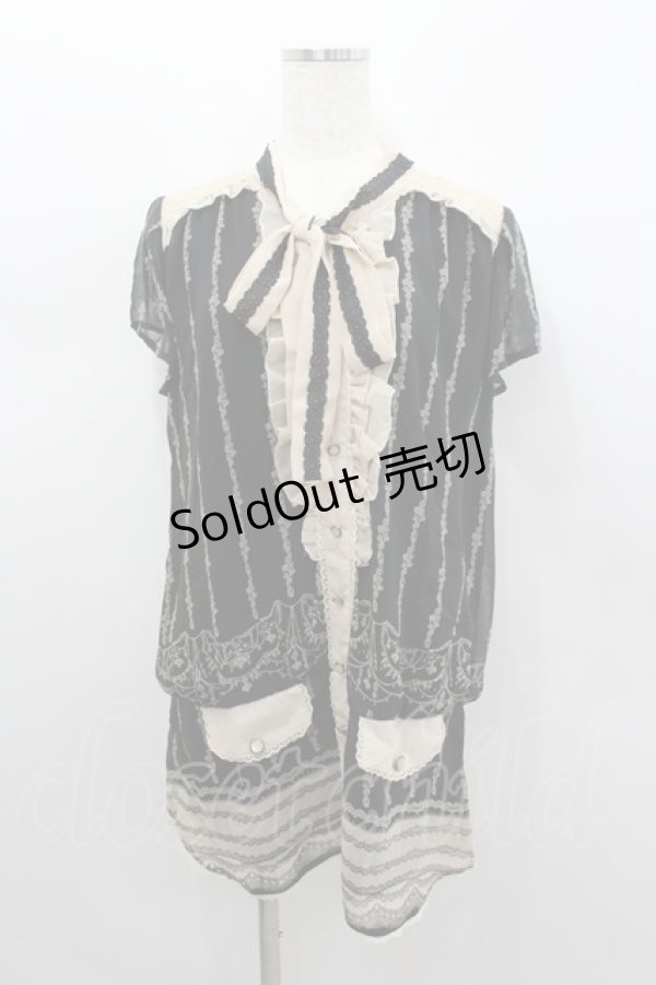 画像1: axes femme / シャンデリア柄ブラウスチュニ M クロ I-26-02-11-119-AX-OP-SA-ZI (1)