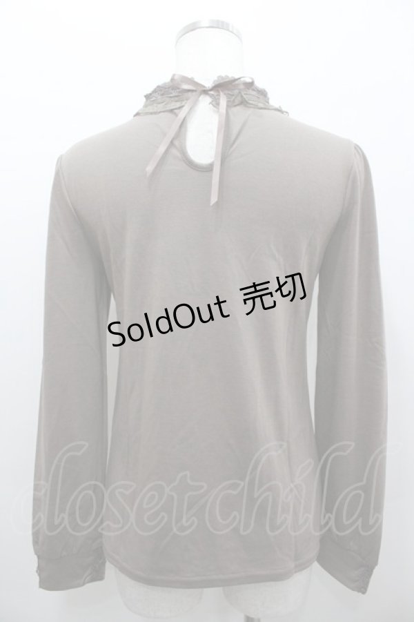 画像3: axes femme / ブローチ付スタンド襟PO M モカ I-26-02-11-012-AX-TO-SA-ZI (3)