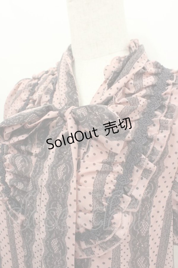 画像2: axes femme / レース柄ワンピース  ピンクＸ黒 I-26-02-11-120-AX-OP-SA-ZI (2)