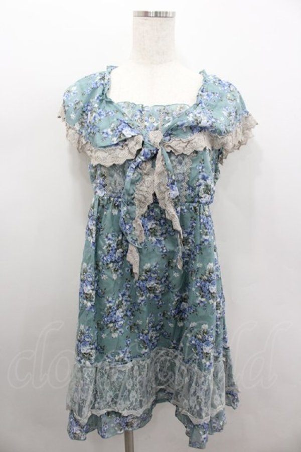 画像1: axes femme / スカーフ柄花柄チュニ M グリーン I-26-02-11-122-AX-OP-SA-ZI (1)