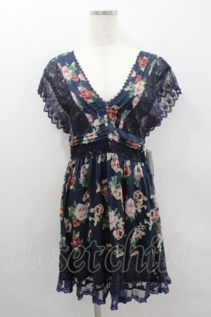 画像: axes femme / バラ柄レース切り替えチュニ M コン I-26-02-11-123-AX-OP-SA-ZI