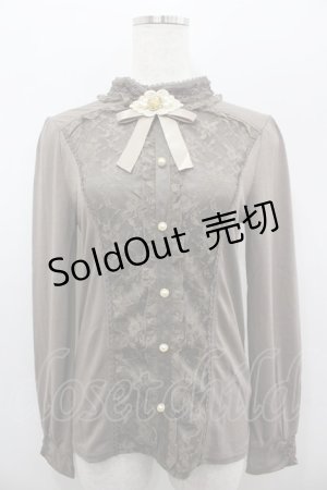 画像: axes femme / ブローチ付スタンド襟PO M モカ I-26-02-11-013-AX-TO-SA-ZI