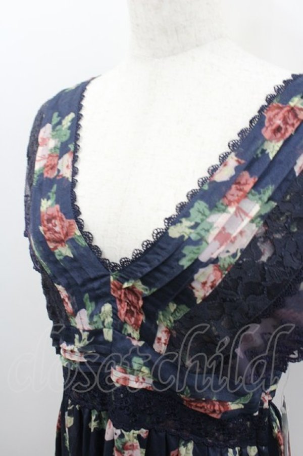 画像2: axes femme / バラ柄レース切り替えチュニ M コン I-26-02-11-123-AX-OP-SA-ZI (2)