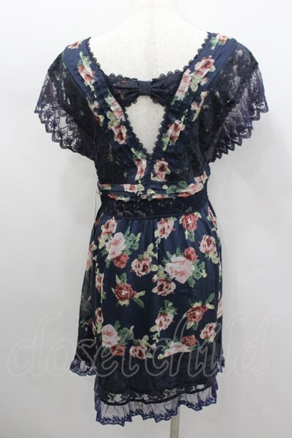 画像3: axes femme / バラ柄レース切り替えチュニ M コン I-26-02-11-123-AX-OP-SA-ZI (3)