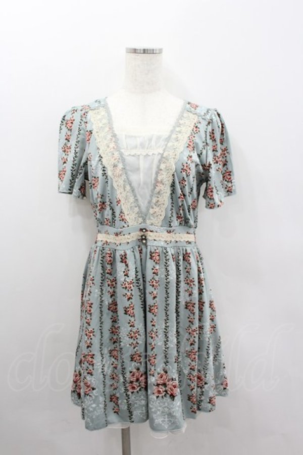 画像1: axes femme / ローズストライプワンピース M サックス I-26-02-11-125-AX-OP-SA-ZI (1)