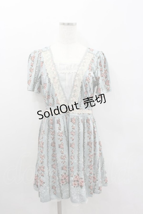 画像1: axes femme / ローズストライプワンピース M サックス I-26-02-11-125-AX-OP-SA-ZI (1)