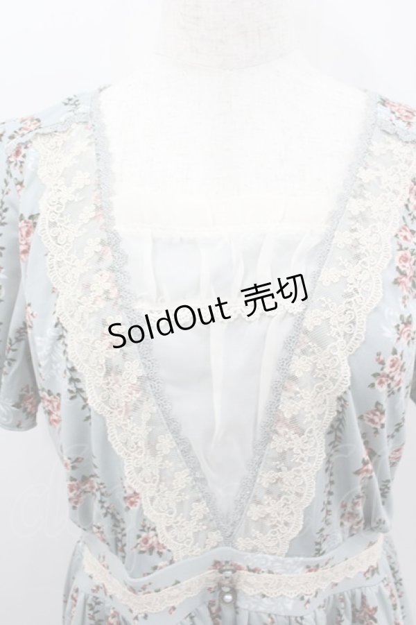 画像2: axes femme / ローズストライプワンピース M サックス I-26-02-11-125-AX-OP-SA-ZI (2)