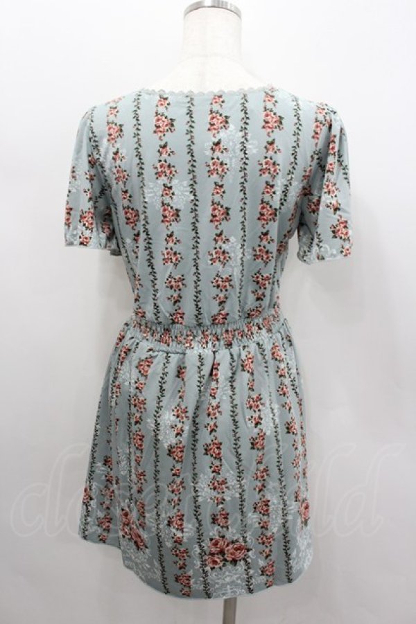 画像3: axes femme / ローズストライプワンピース M サックス I-26-02-11-125-AX-OP-SA-ZI (3)