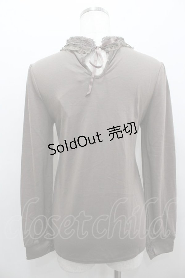 画像3: axes femme / ブローチ付スタンド襟PO M モカ I-26-02-11-013-AX-TO-SA-ZI (3)