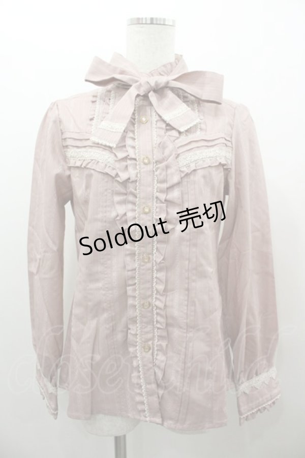画像1: axes femme / ボウタイ付き長袖フリルブラウス L ピンク I-26-02-11-002-AX-BL-SA-ZI (1)