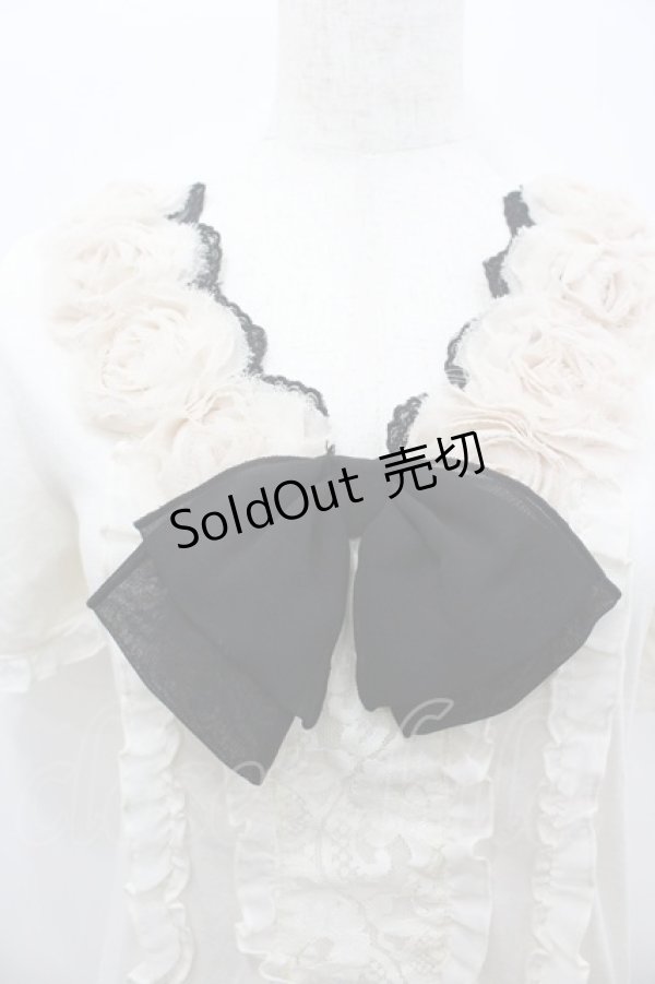 画像2: axes femme / ローズモチーフフリルトップス  アイボリーＸ黒 I-26-02-11-017-AX-TO-SA-ZI (2)