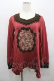 画像1: axes femme / リボンレース襟ボアカットソー  ボルドーＸブラウン I-26-02-11-023-AX-TO-SA-ZI (1)