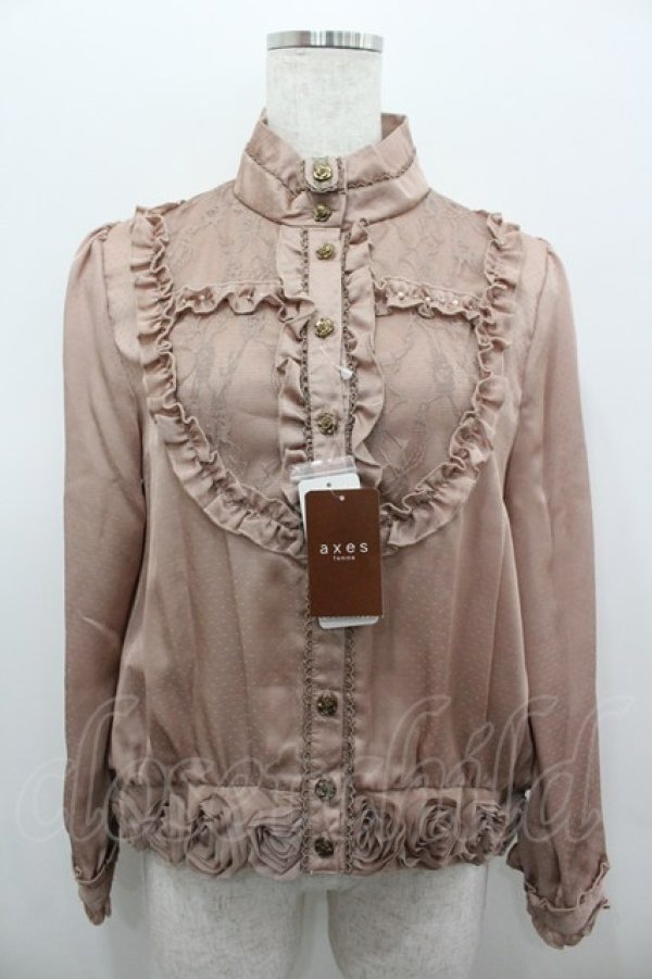 画像1: axes femme / サテン裾デザインブラウス M アワピンク I-26-02-11-003-AX-BL-SA-ZI (1)
