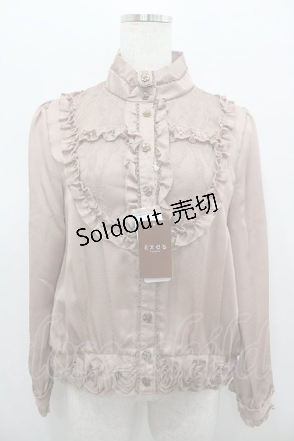 画像1: axes femme / サテン裾デザインブラウス M アワピンク I-26-02-11-003-AX-BL-SA-ZI (1)