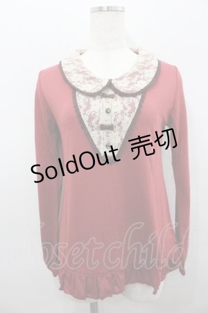 画像: axes femme / 衿付きプルオーバー  ボルドーＸアイボリー I-26-02-11-024-AX-TO-SA-ZI